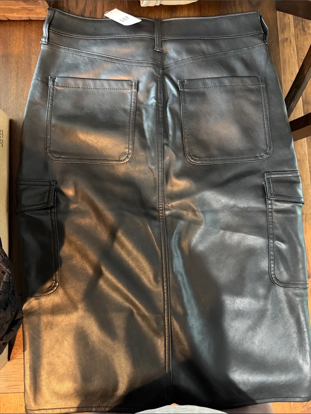 GAP Black Faux Leather Cargo Mini Skirt with Belt Loops - Picture 6 of 6
